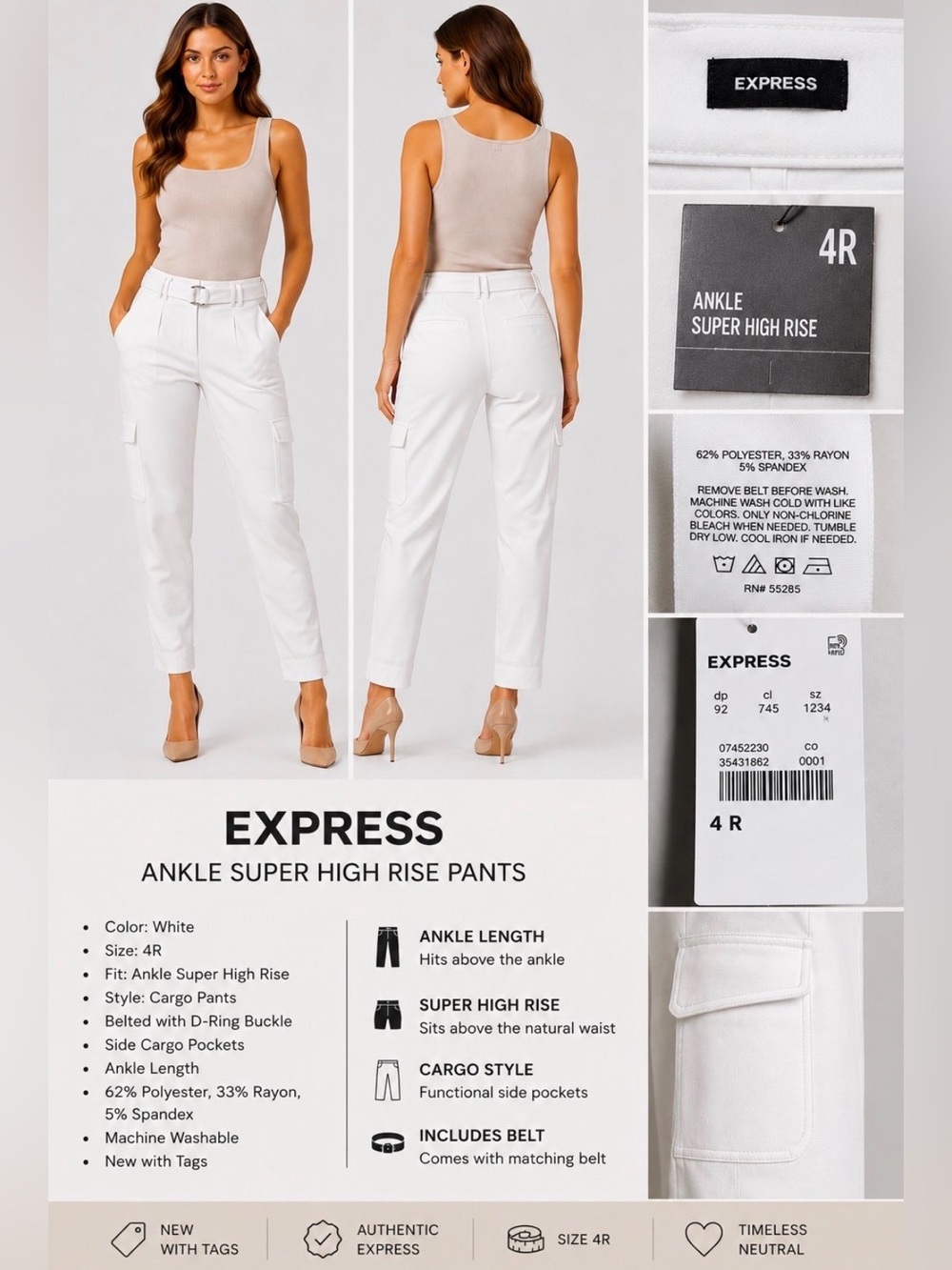 Express White Ankle Super High Rise Pants